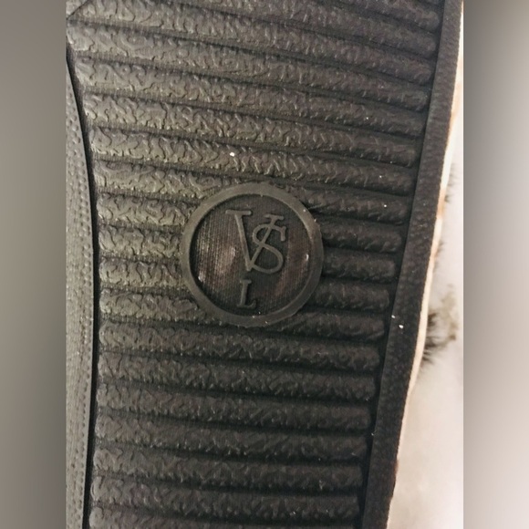 Victoria’s Secret Leopard Black Fur Trim Bedroom Slippers Slides Size L - Picture 6 of 7